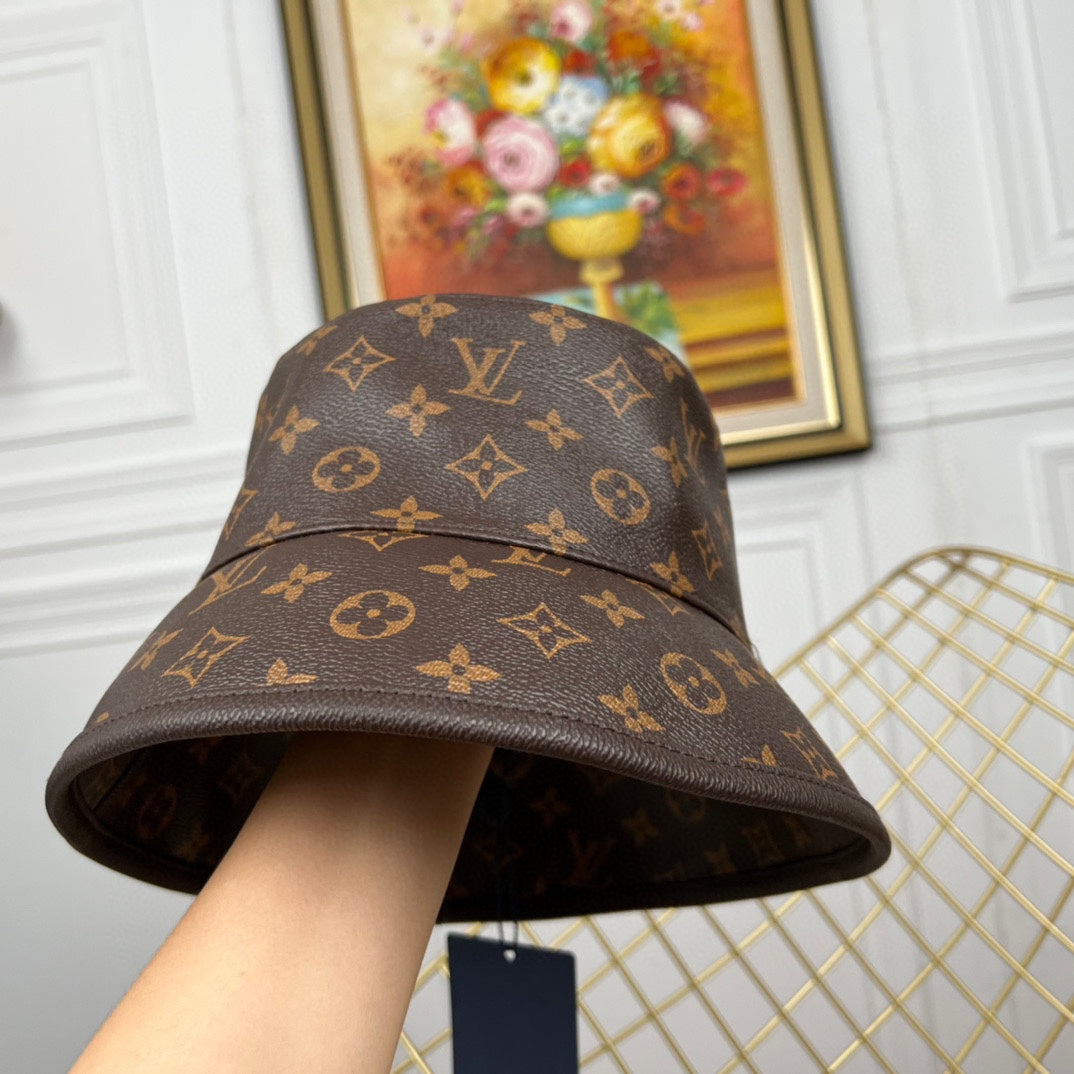 Luxury Louis Vuitton Monogram Bucket Hat & Cap Set