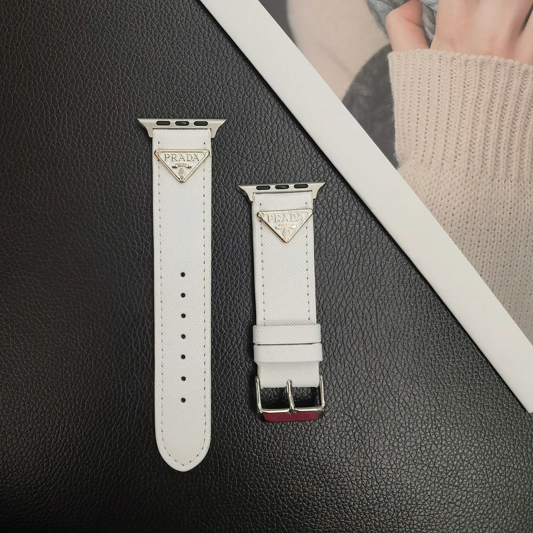 Luxury Prada Apple Watch Band – Triangle Leather Strap for Prada Apple Watch Ultra