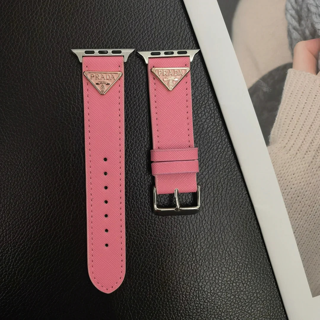 Luxury Prada Apple Watch Band – Triangle Leather Strap for Prada Apple Watch Ultra