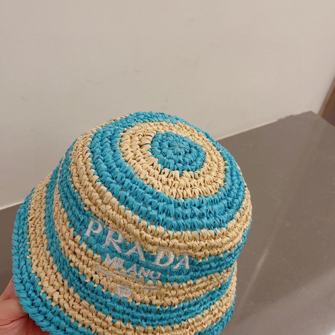 Luxury Prada Raffia Straw Sun Hat for Women