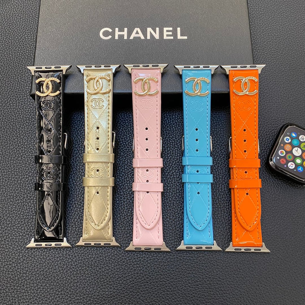 Luxury Chanel Apple Watch Band – Glossy Leather Strap for Apple Watch Ultra