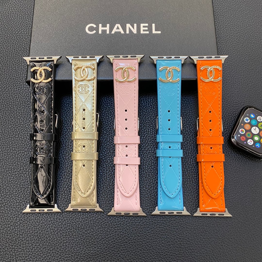 Luxury Chanel Apple Watch Band – Glossy Leather Strap for Apple Watch Ultra