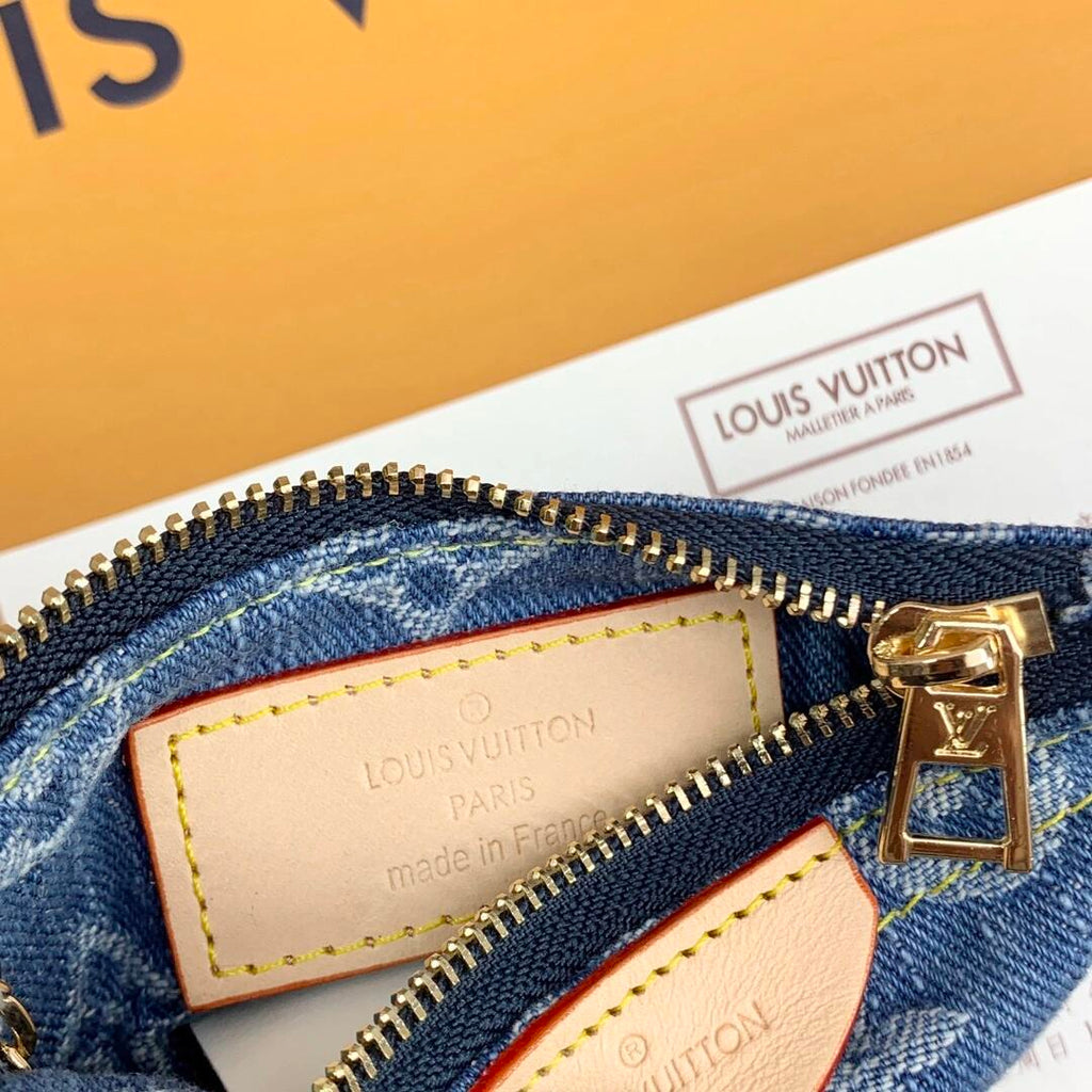 Louis Vuitton Monogram Denim Coin Pouch Keychain Wallet