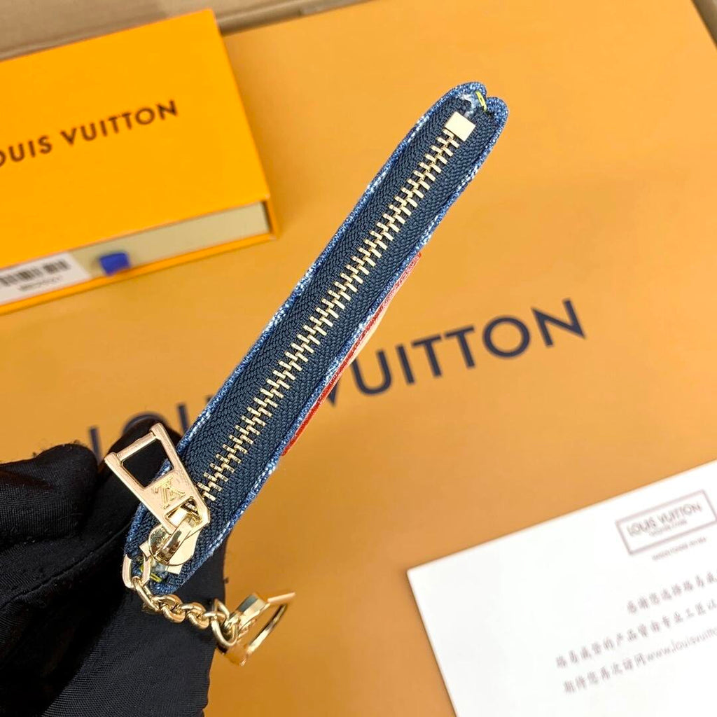 Louis Vuitton Monogram Denim Coin Pouch Keychain Wallet