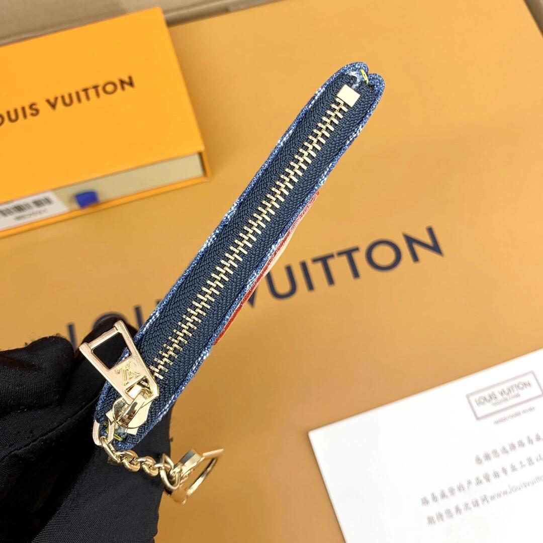Louis Vuitton Monogram Denim Coin Pouch Keychain Wallet