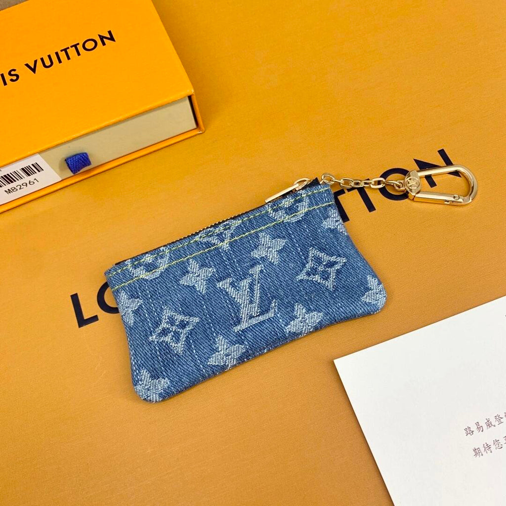 Louis Vuitton Monogram Denim Coin Pouch Keychain Wallet