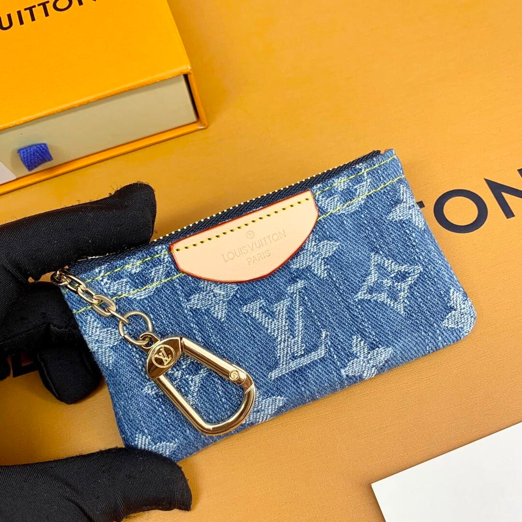 Louis Vuitton Monogram Denim Coin Pouch Keychain Wallet