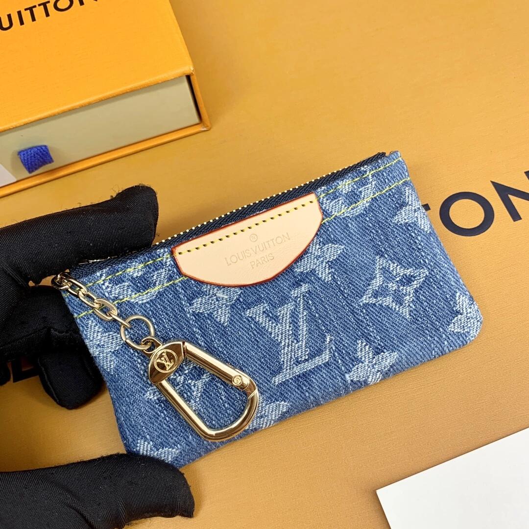 Louis Vuitton Monogram Denim Coin Pouch Keychain Wallet