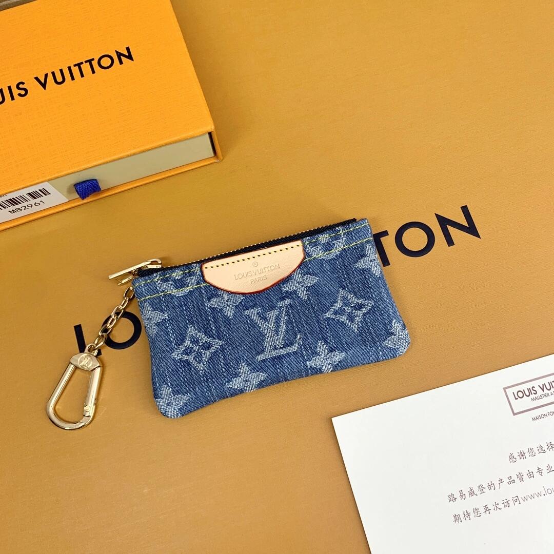 Louis Vuitton Monogram Denim Coin Pouch Keychain Wallet