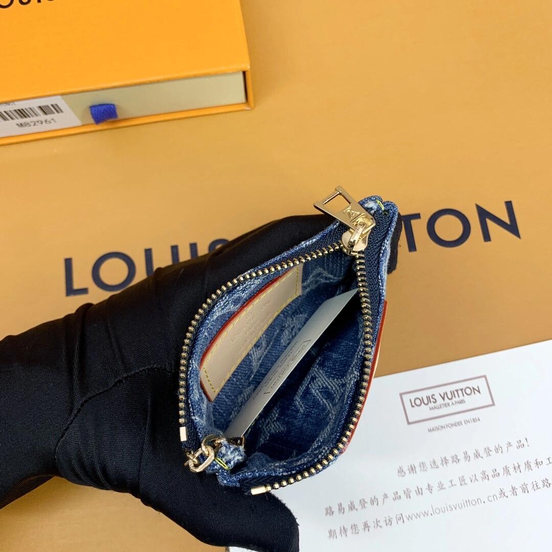 Louis Vuitton Monogram Denim Coin Pouch Keychain Wallet