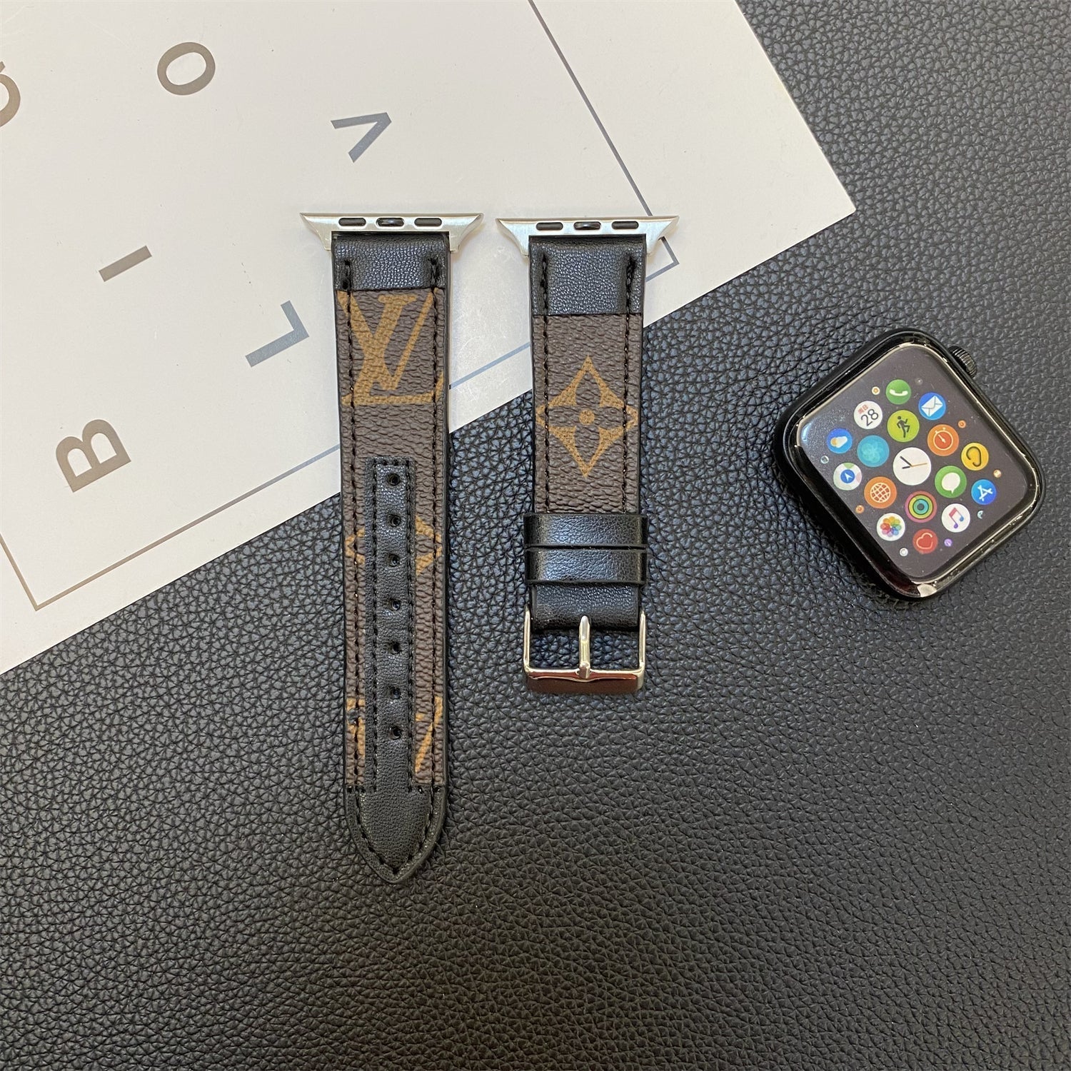 Luxury Louis Vuitton Apple Watch Band – Stitched Monogram Leather Strap