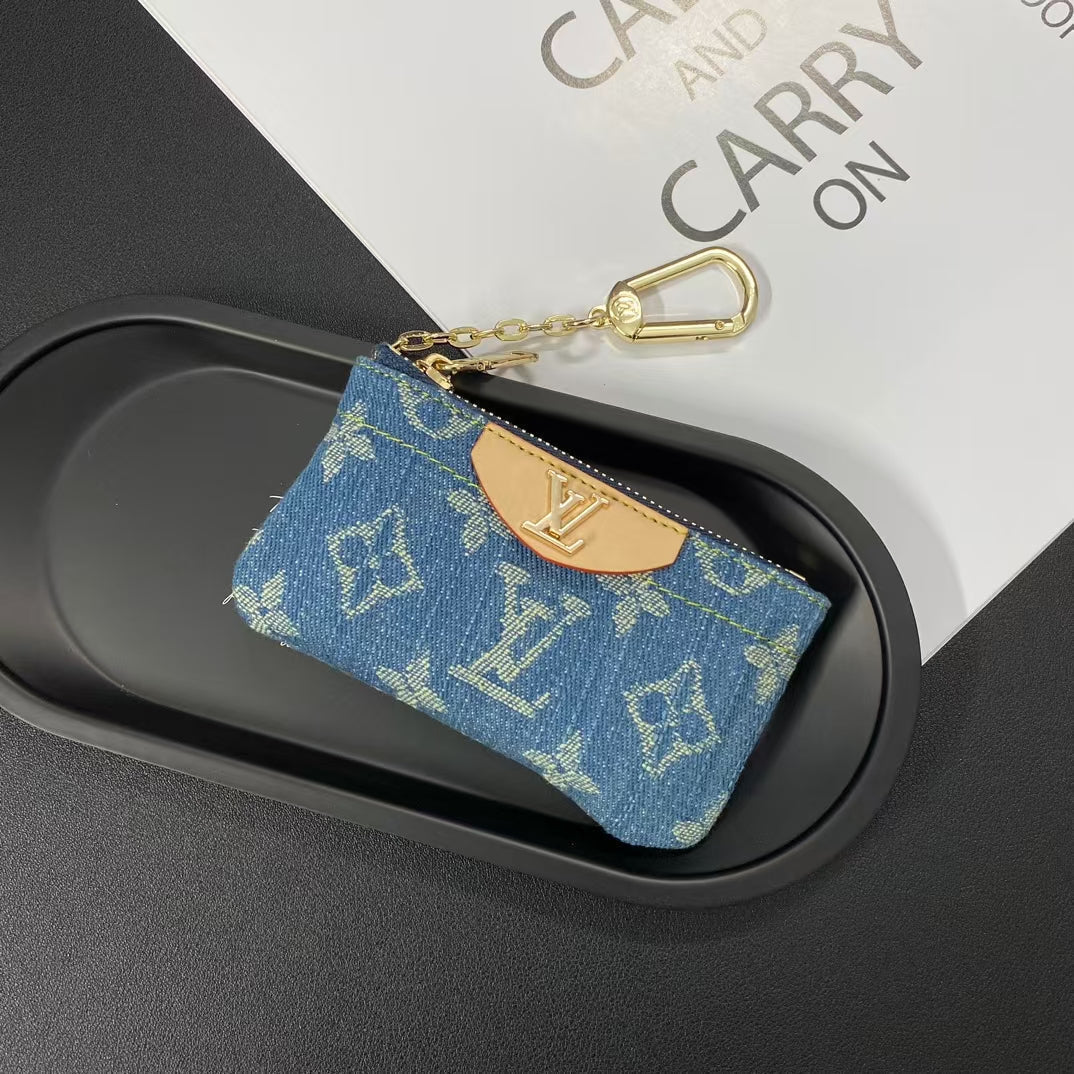Louis Vuitton Monogram Denim Coin Pouch Keychain Wallet