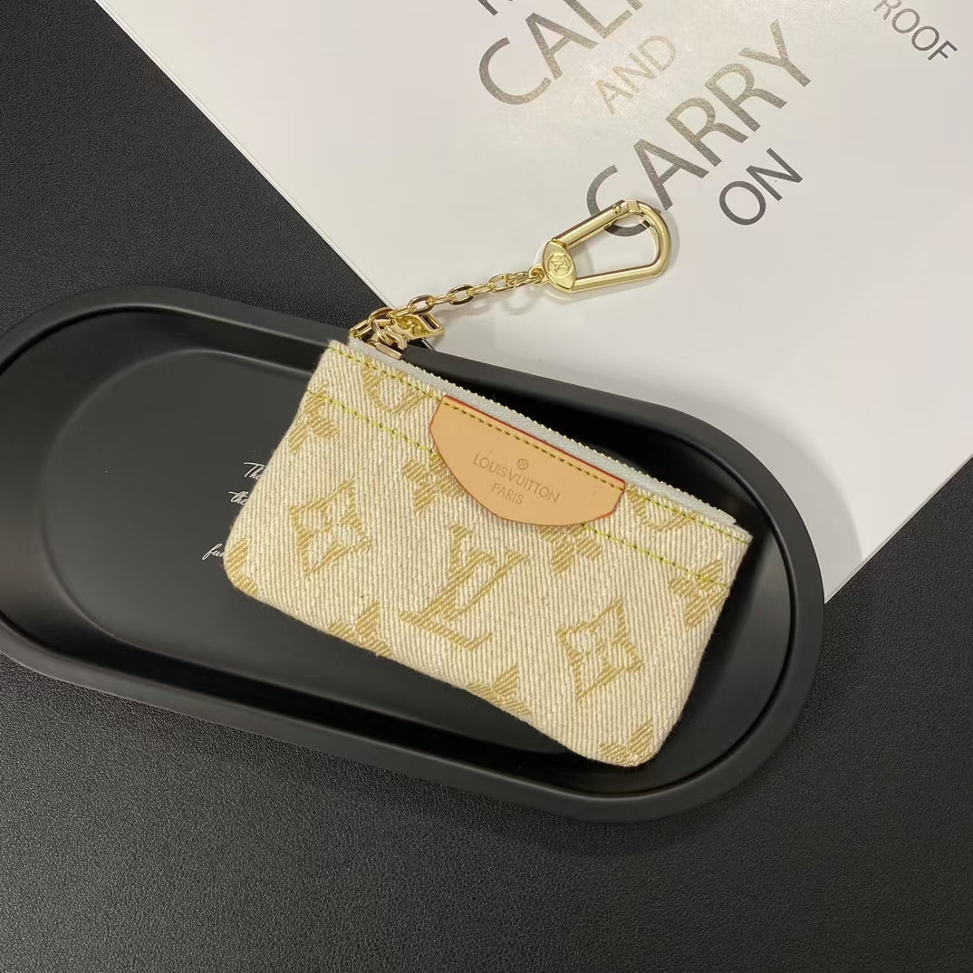 Louis Vuitton Monogram Denim Coin Pouch Keychain Wallet