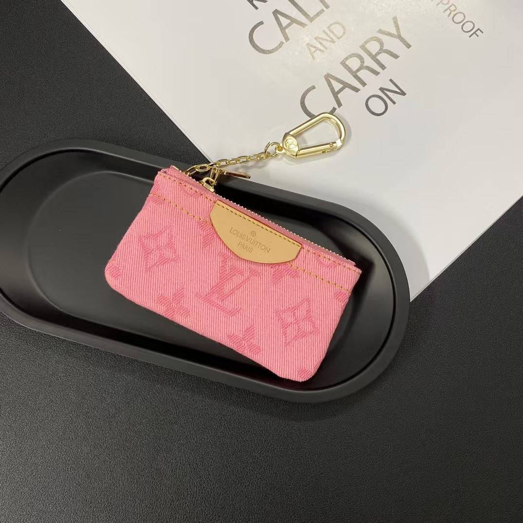 Louis Vuitton Monogram Denim Coin Pouch Keychain Wallet