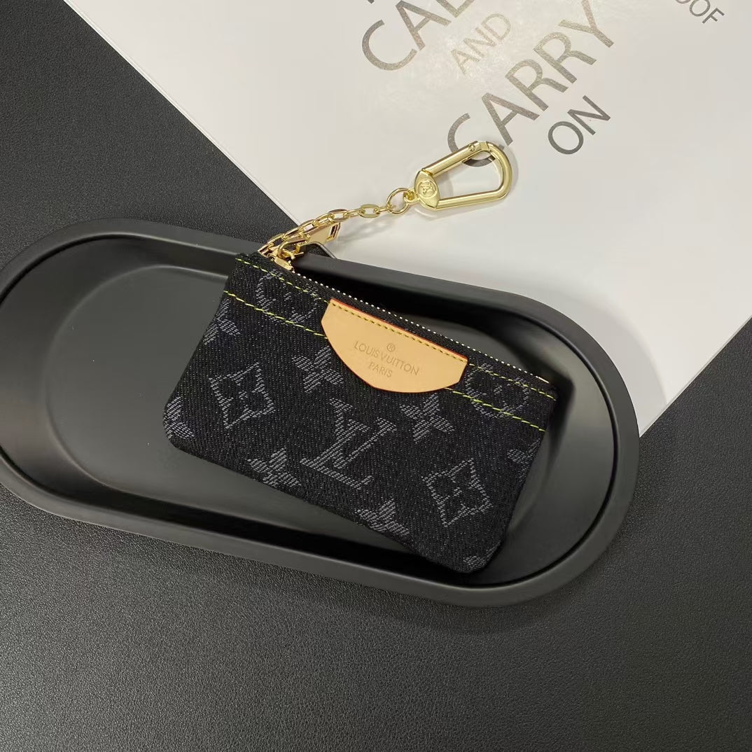 Louis Vuitton Monogram Denim Coin Pouch Keychain Wallet
