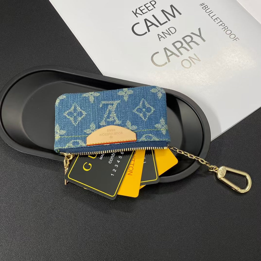 Louis Vuitton Monogram Denim Coin Pouch Keychain Wallet