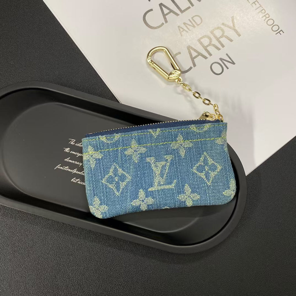 Louis Vuitton Monogram Denim Coin Pouch Keychain Wallet