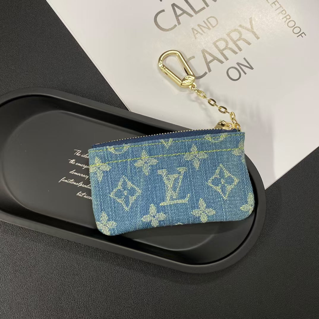 Louis Vuitton Monogram Denim Coin Pouch Keychain Wallet