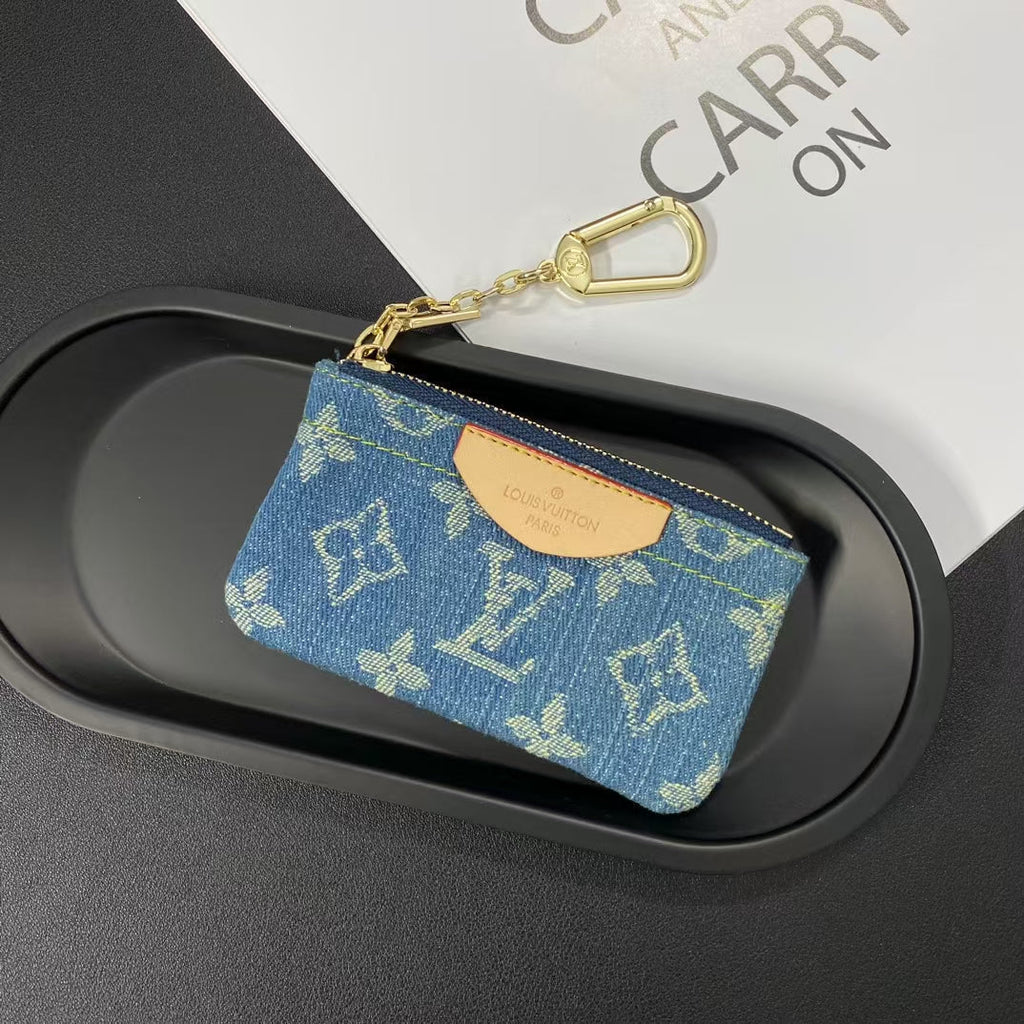 Louis Vuitton Monogram Denim Coin Pouch Keychain Wallet