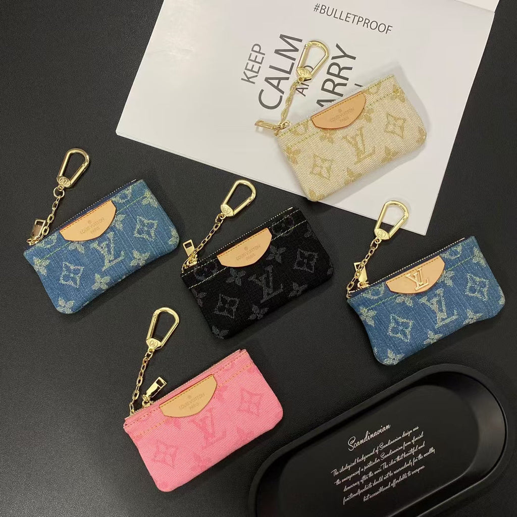 Louis Vuitton Monogram Denim Coin Pouch Keychain Wallet