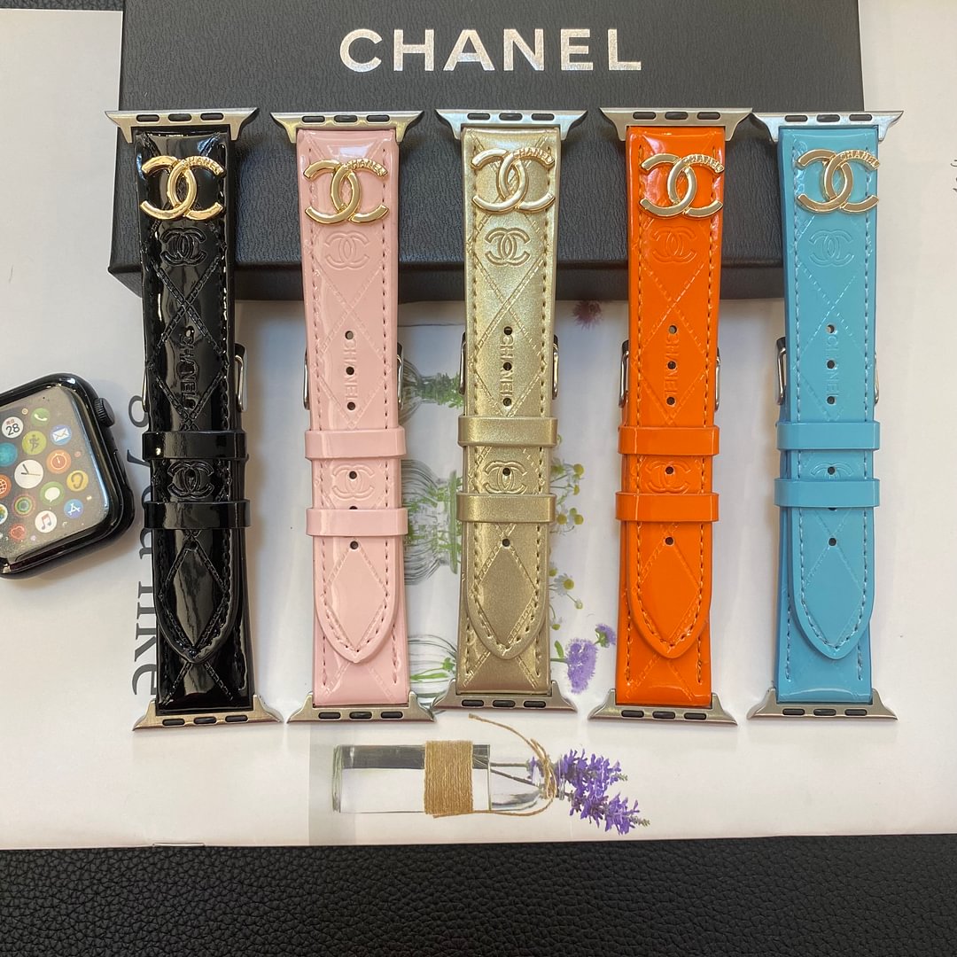 Luxury Chanel Apple Watch Band – Glossy Leather Strap for Apple Watch Ultra