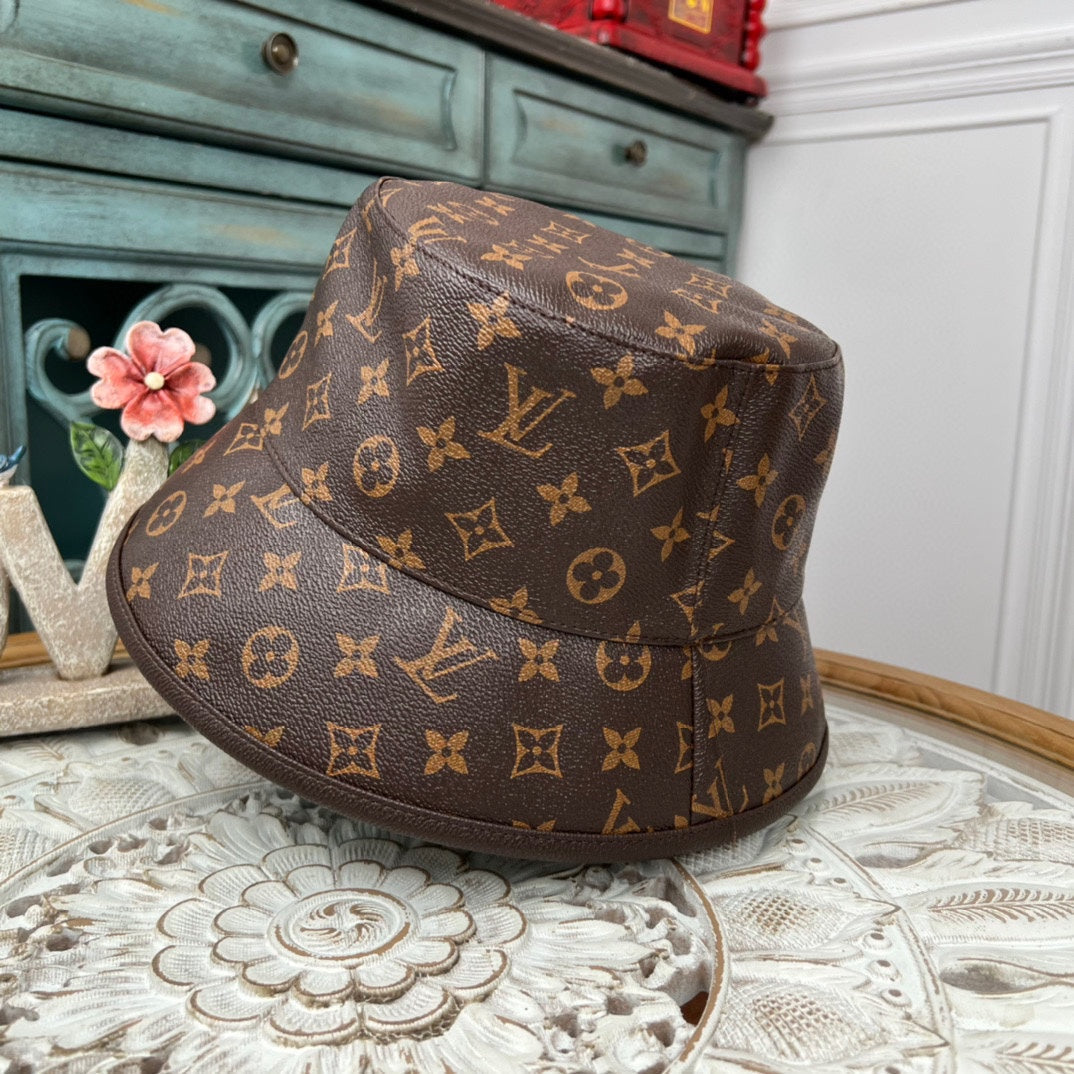 Luxury Louis Vuitton Monogram Bucket Hat & Cap Set