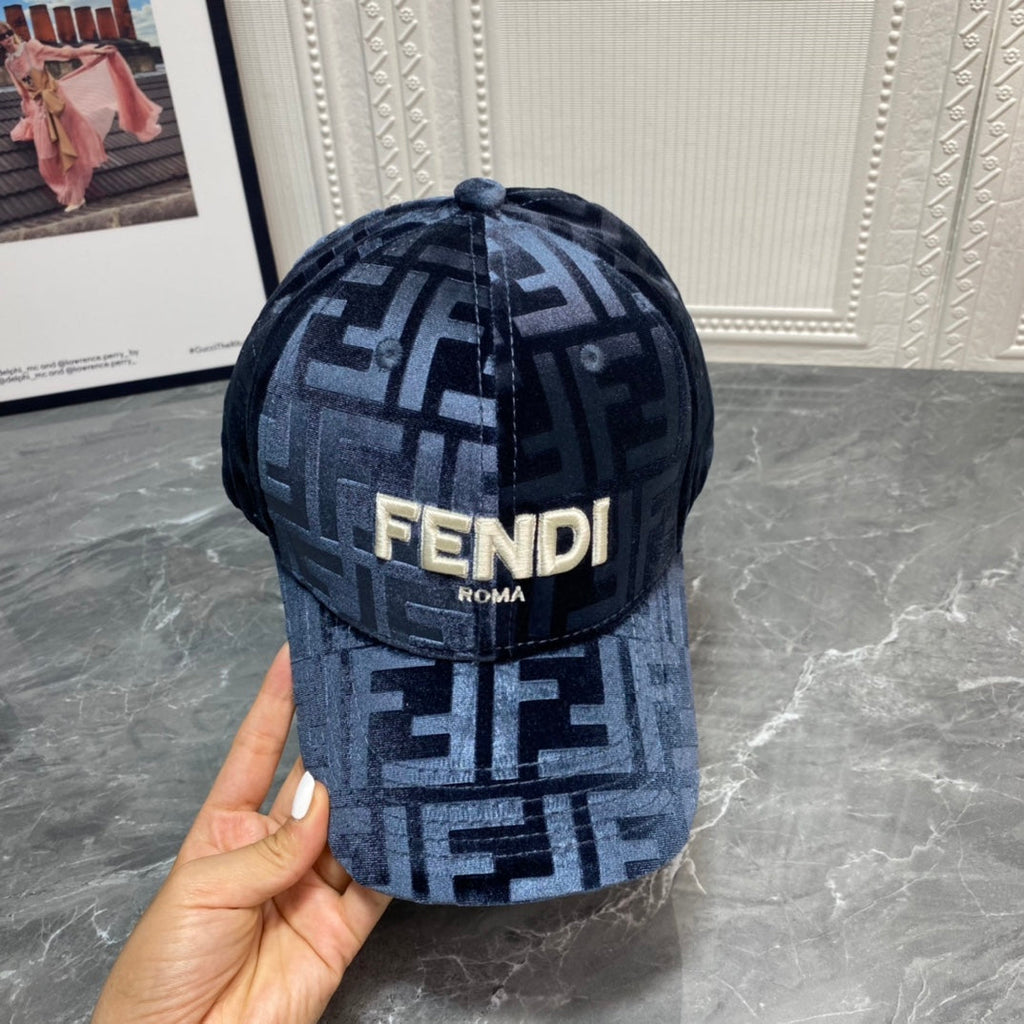 FENDI FF Gold Velvet Baseball Cap | Luxury Designer Adjustable Hat