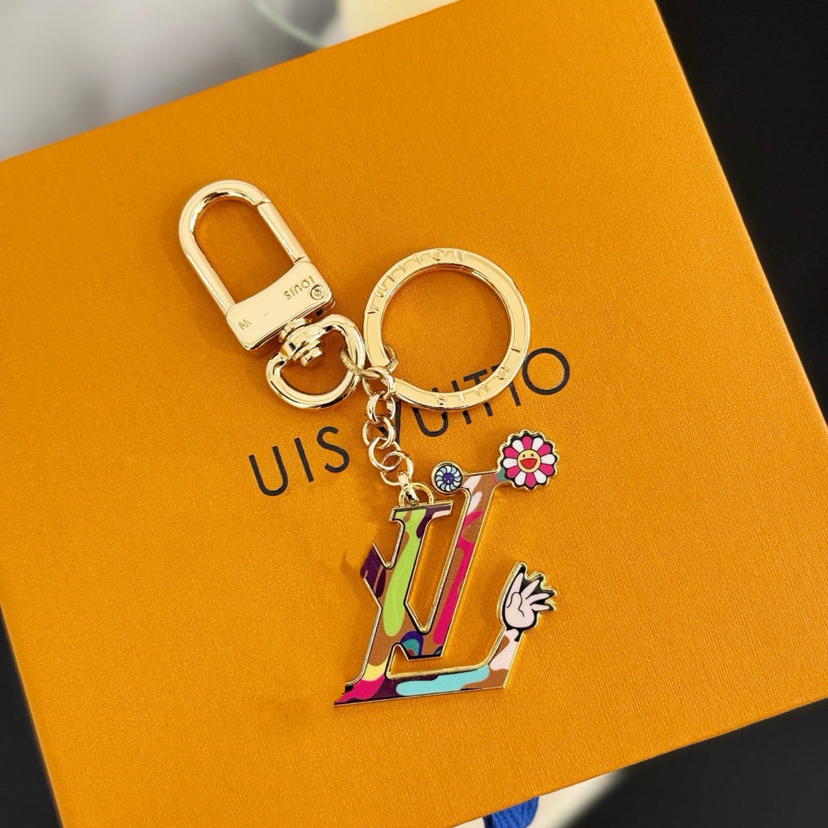 Louis Vuitton Multicolor Logo Charm Chain Keychain