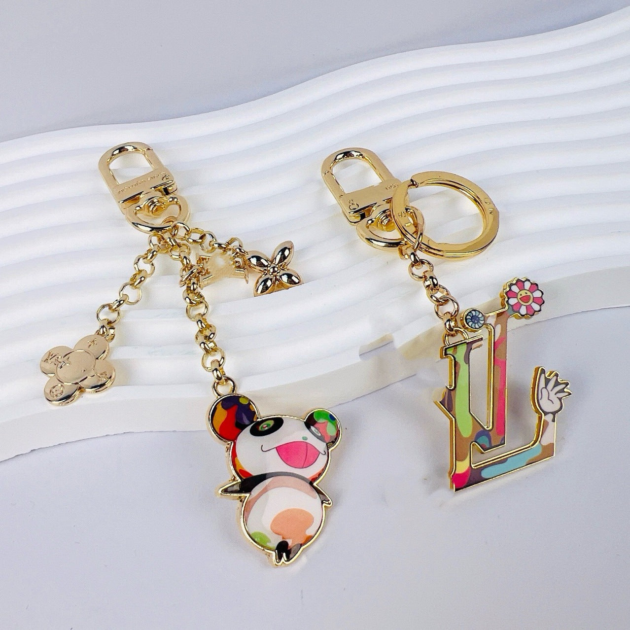 Louis Vuitton Multicolor Logo Charm Chain Keychain