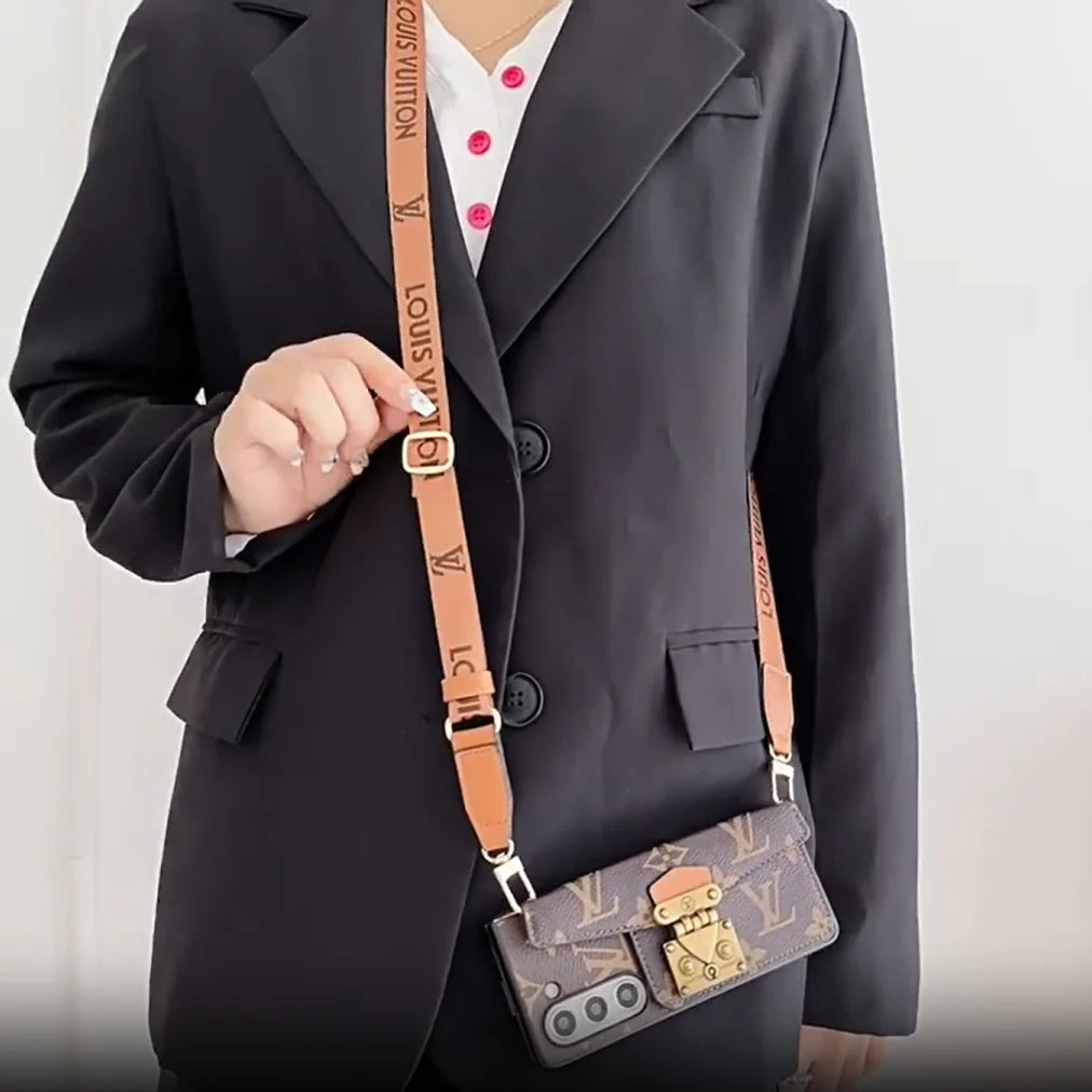 Louis Vuitton Monogram Samsung Galaxy Z Fold 7 Wallet Crossbody Chain Case | Luxury Designer Cover