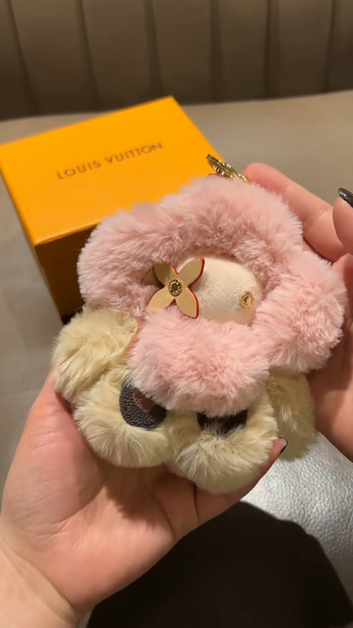 Louis Vuitton Vivienne Fluffy Flower Plush Bag Charm Keychain