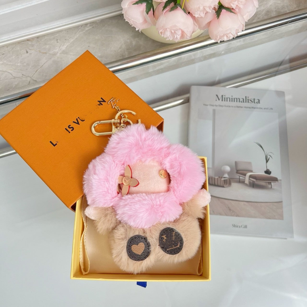 Louis Vuitton Vivienne Fluffy Flower Plush Bag Charm Keychain