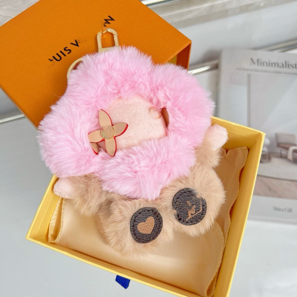 Louis Vuitton Vivienne Fluffy Flower Plush Bag Charm Keychain