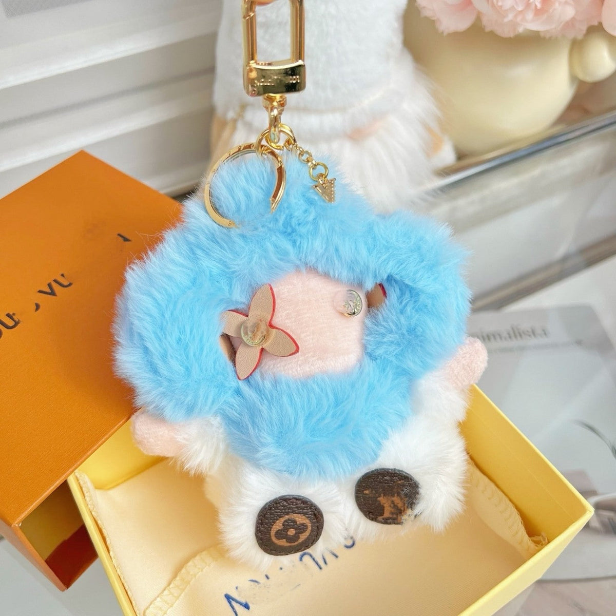 Louis Vuitton Vivienne Fluffy Flower Plush Bag Charm Keychain