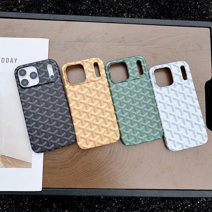 Goyard iPhone 18 Pro Case – Vintage Monogram Luxury Cover - Black