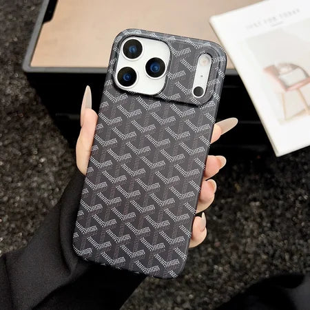 Goyard iPhone 18 Pro Case – Vintage Monogram Luxury Cover - Black
