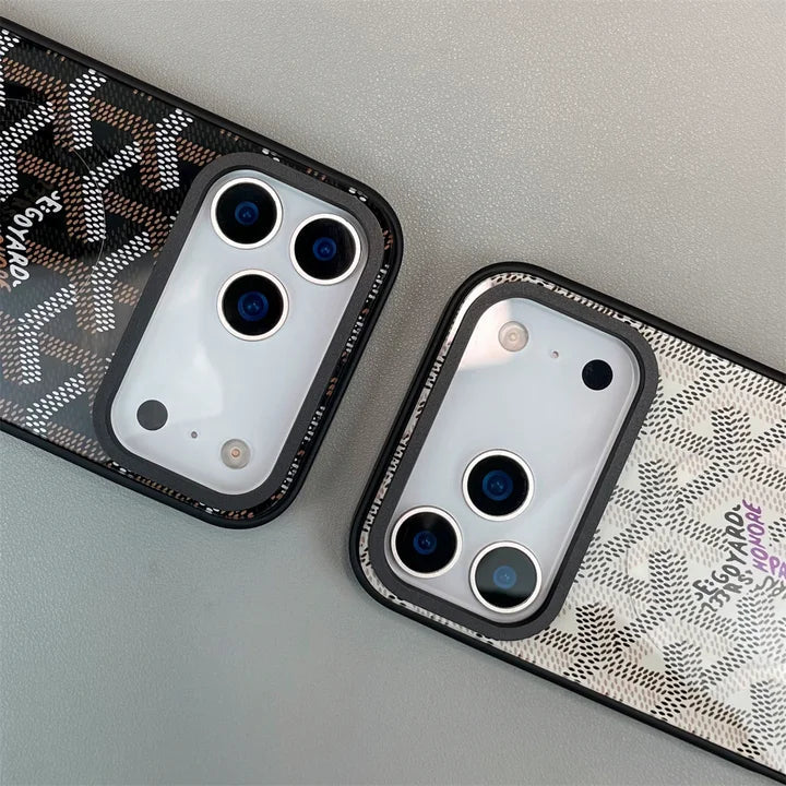 Goyard iPhone 18 Pro Case – Magsafe Luxury Protective Cover Chevron Black