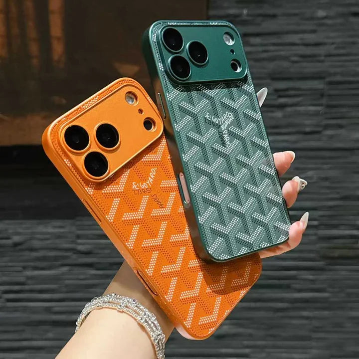 Goyard iPhone 18 Pro Case – Monogram Goyard Vintage Designer Cover Silver
