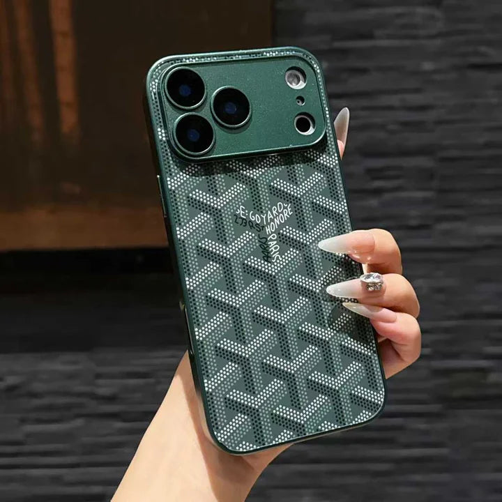 Goyard iPhone 18 Pro Case – Monogram Goyard Vintage Designer Cover Black