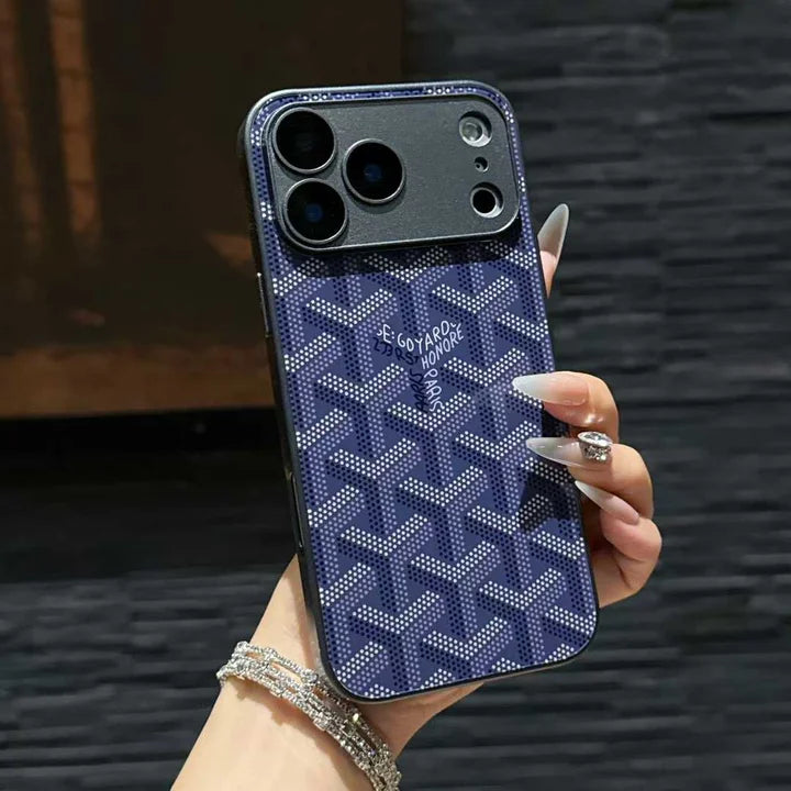 Goyard iPhone 18 Pro Case – Monogram Goyard Vintage Designer Cover Silver