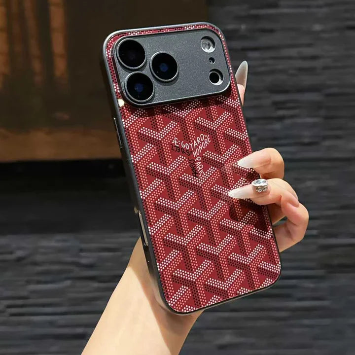 Goyard iPhone 18 Pro Case – Monogram Goyard Vintage Designer Cover Silver
