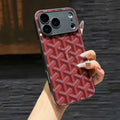 Goyard iPhone 18 Pro Case – Monogram Goyard Vintage Designer Cover Bordeaux Red