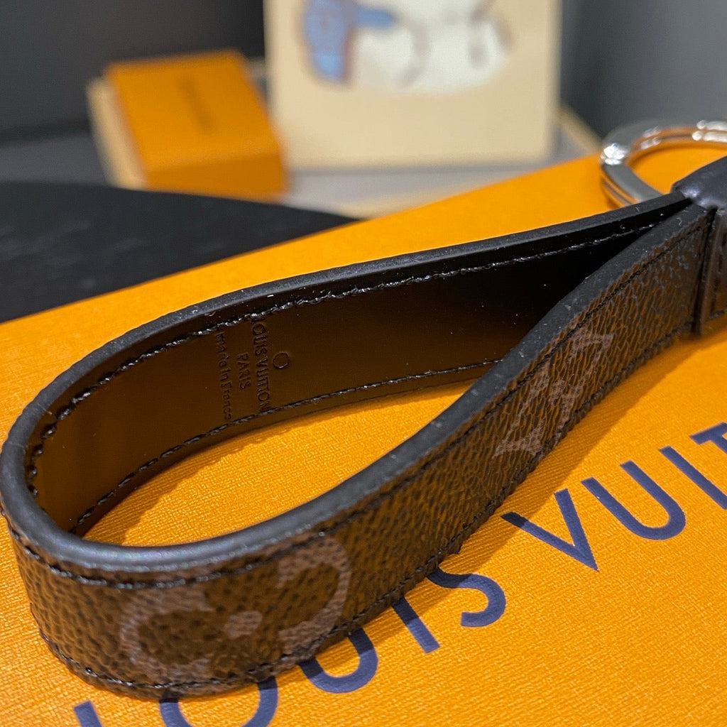 Louis Vuitton Black Monogram Leather Strap Keychain