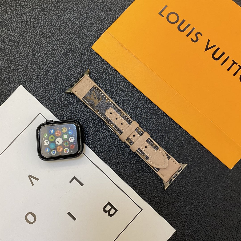 Luxury Louis Vuitton Apple Watch Band – Stitched Monogram Leather Strap