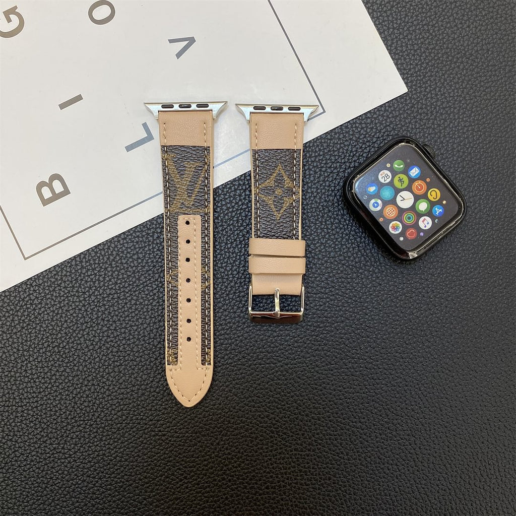 Luxury Louis Vuitton Apple Watch Band – Stitched Monogram Leather Strap
