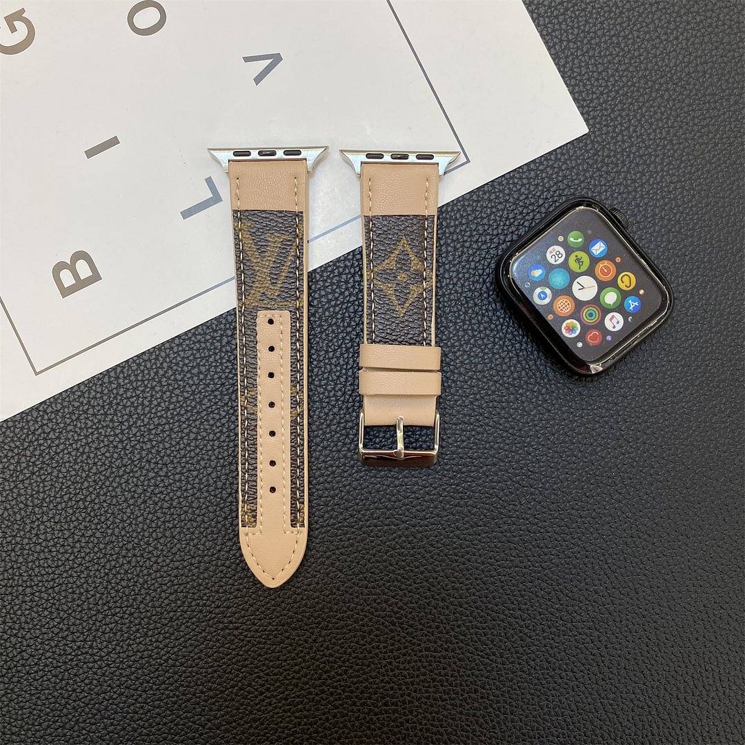 Luxury Louis Vuitton Apple Watch Band – Stitched Monogram Leather Strap