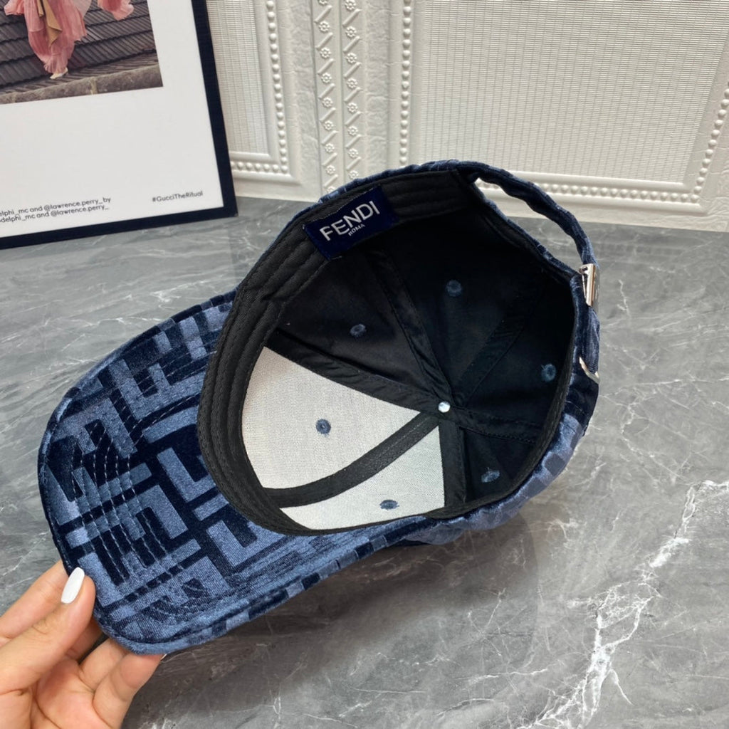 FENDI FF Gold Velvet Baseball Cap | Luxury Designer Adjustable Hat