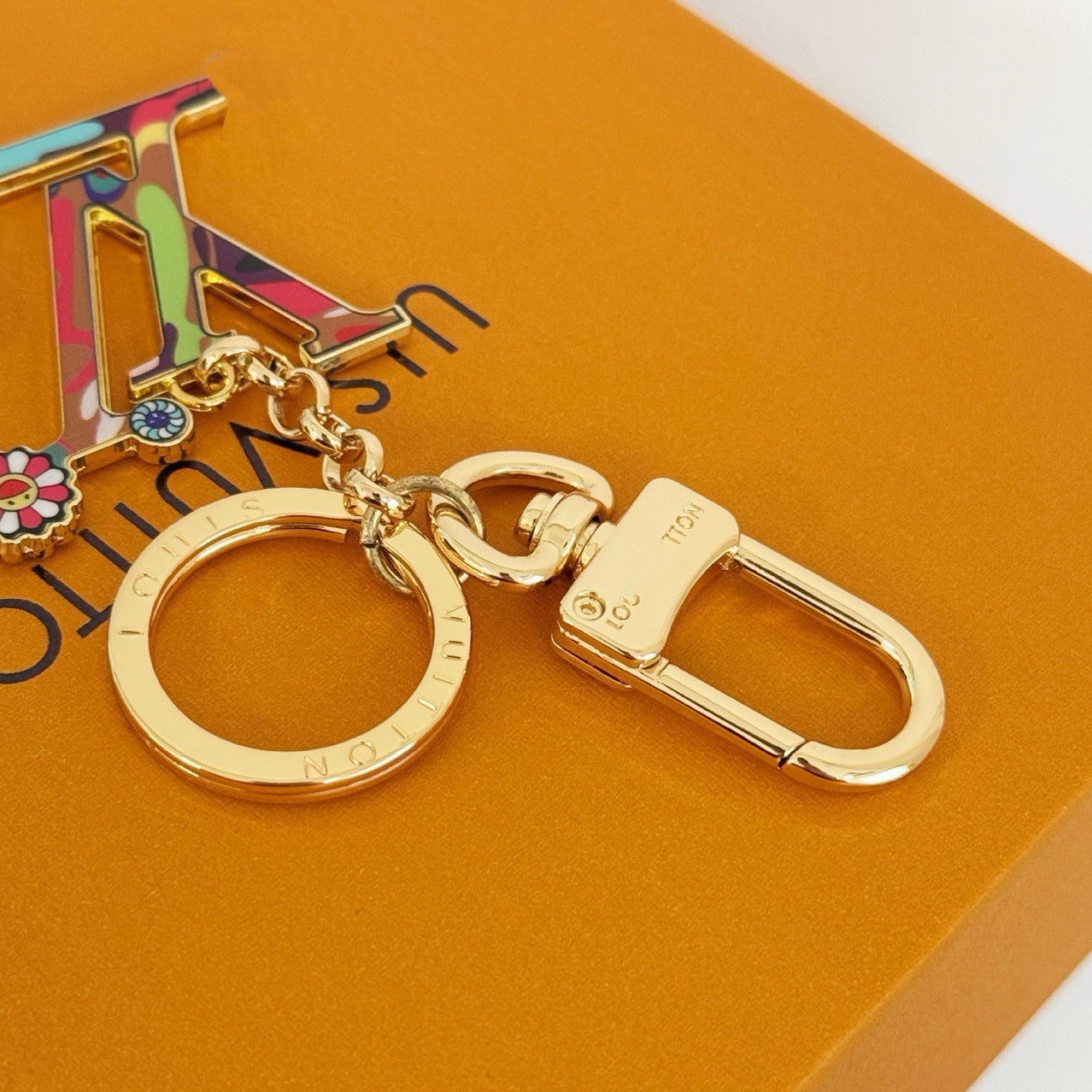 Louis Vuitton Multicolor Logo Charm Chain Keychain