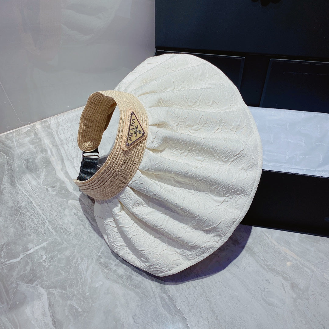 Prada Foldable Crinkled Cotton Sun Visor | Luxury Designer Summer Hat