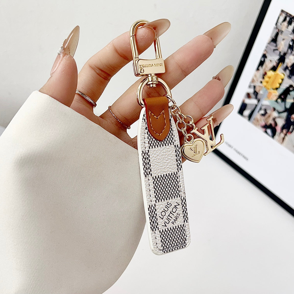 Louis Vuitton Monogram Leather Loop Bag Charm Keychain